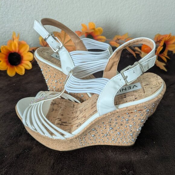 Venus Strappy Embellished Wedge Sandals Size 8 -  NWOT - Picture 7 of 8
